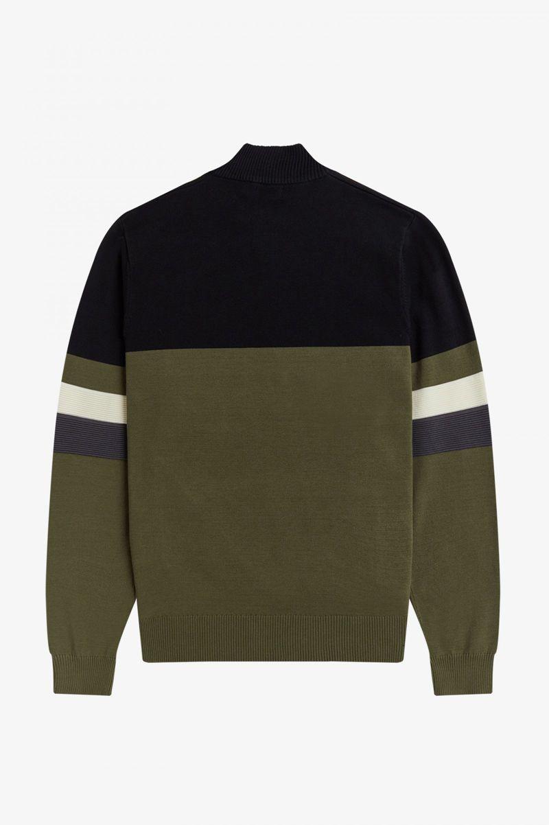 Fred Perry Colour Block Half-Zip Jumper Men Knitwear Green | 1928WLOGX