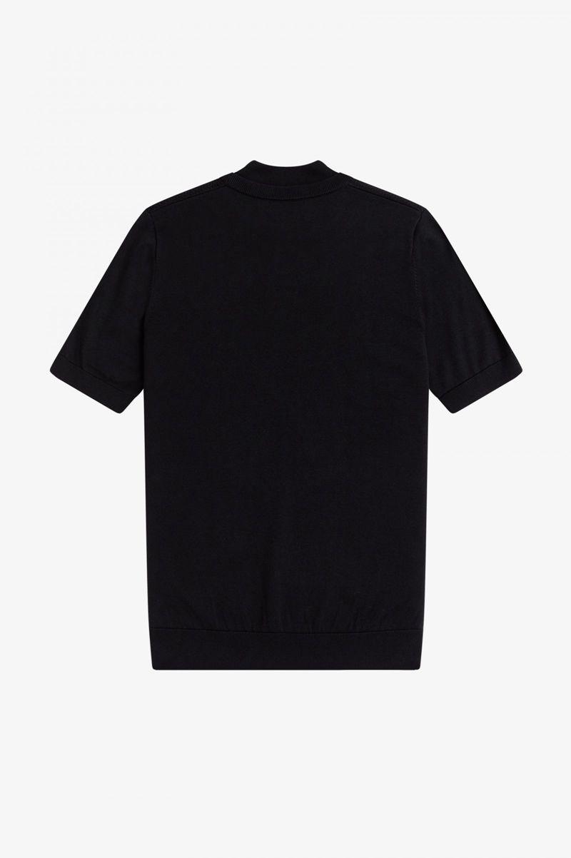 Fred Perry Double Trim Knitted Men T Shirts Black | 8301JPVZO