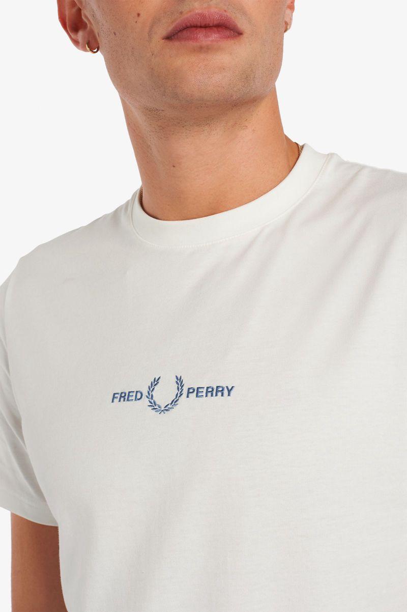 Fred Perry Embroidered Men T Shirts White | 7921MLZFO