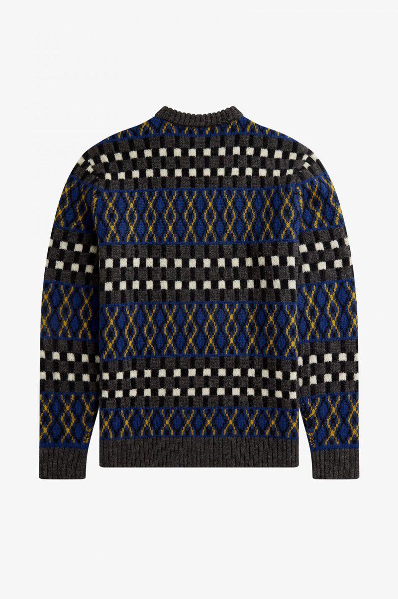 Fred Perry Fair Isle British Wool Jumper Men Knitwear Royal | 4157LTOSD