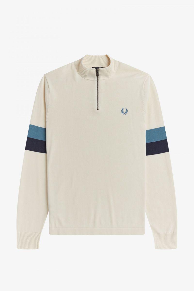 Fred Perry Funnel Neck Knitted Jumper Men Knitwear White | 4750EUZYL