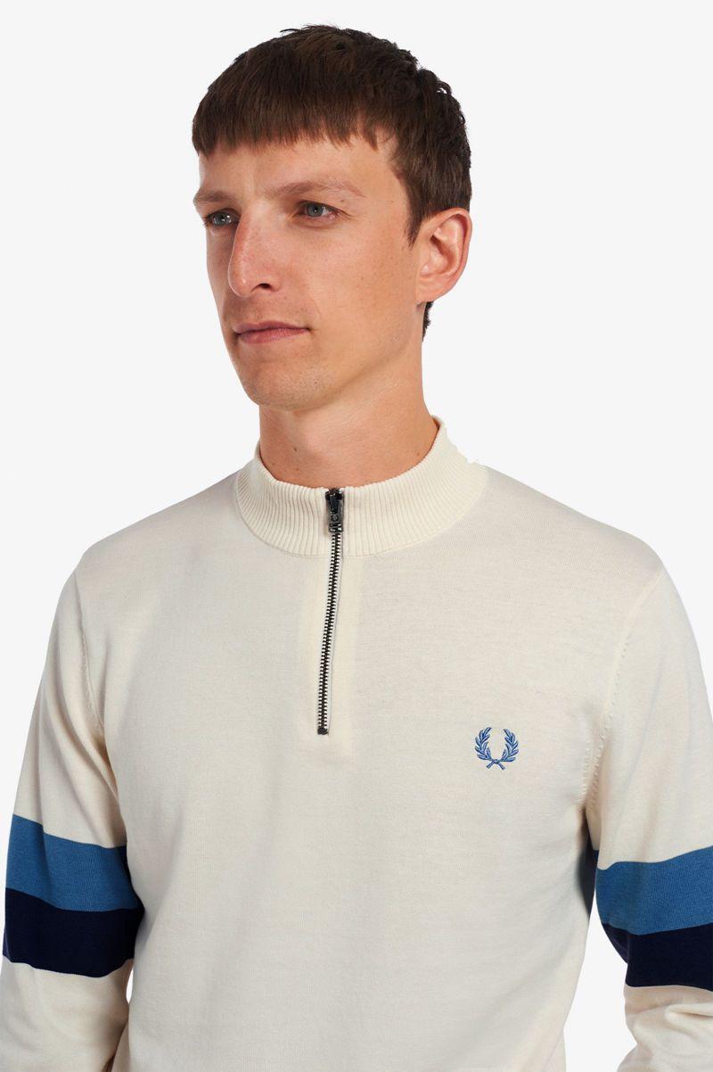 Fred Perry Funnel Neck Knitted Jumper Men Knitwear White | 4750EUZYL