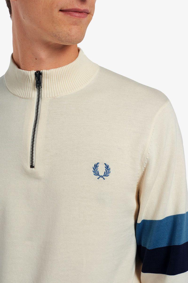 Fred Perry Funnel Neck Knitted Jumper Men Knitwear White | 4750EUZYL