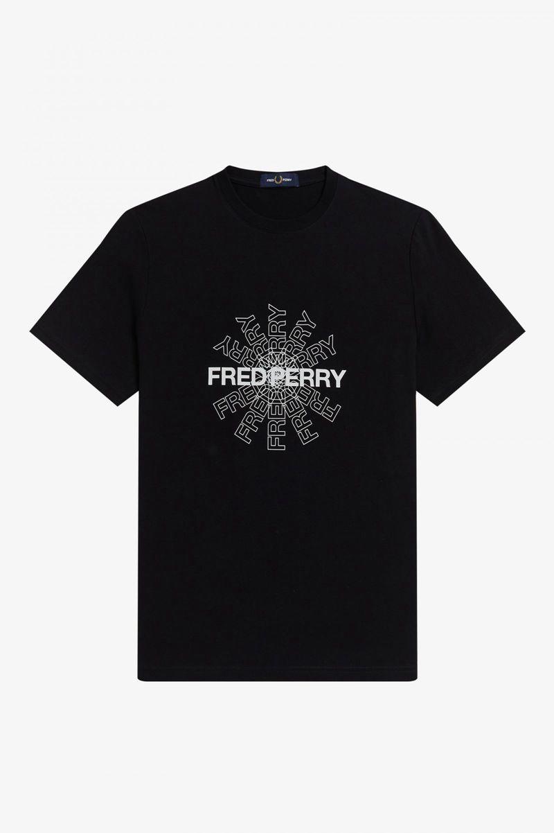 Fred Perry Graphic Men T Shirts Black | 9405SNIEV