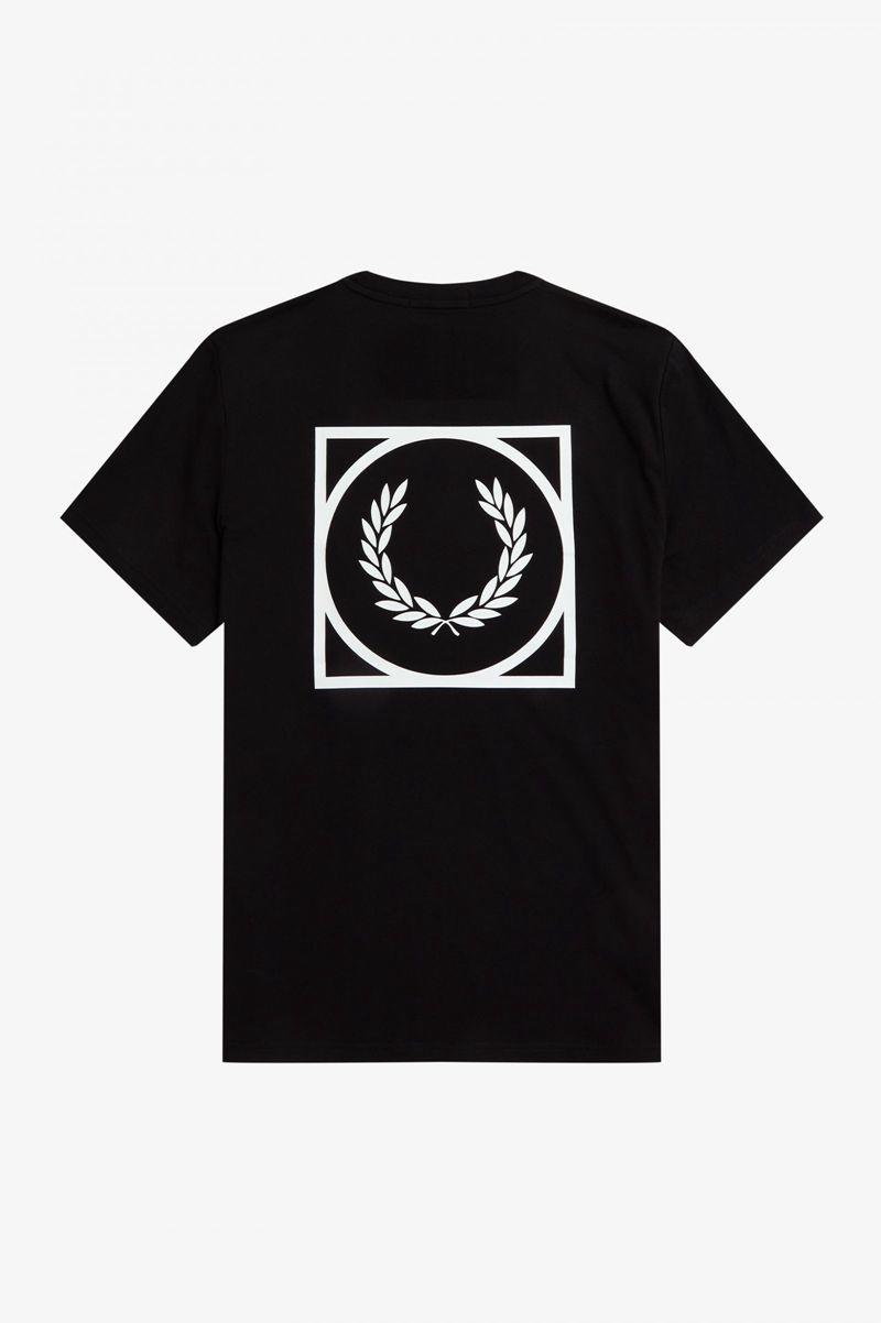 Fred Perry Graphic Print Men T Shirts Black | 9250DRKLA