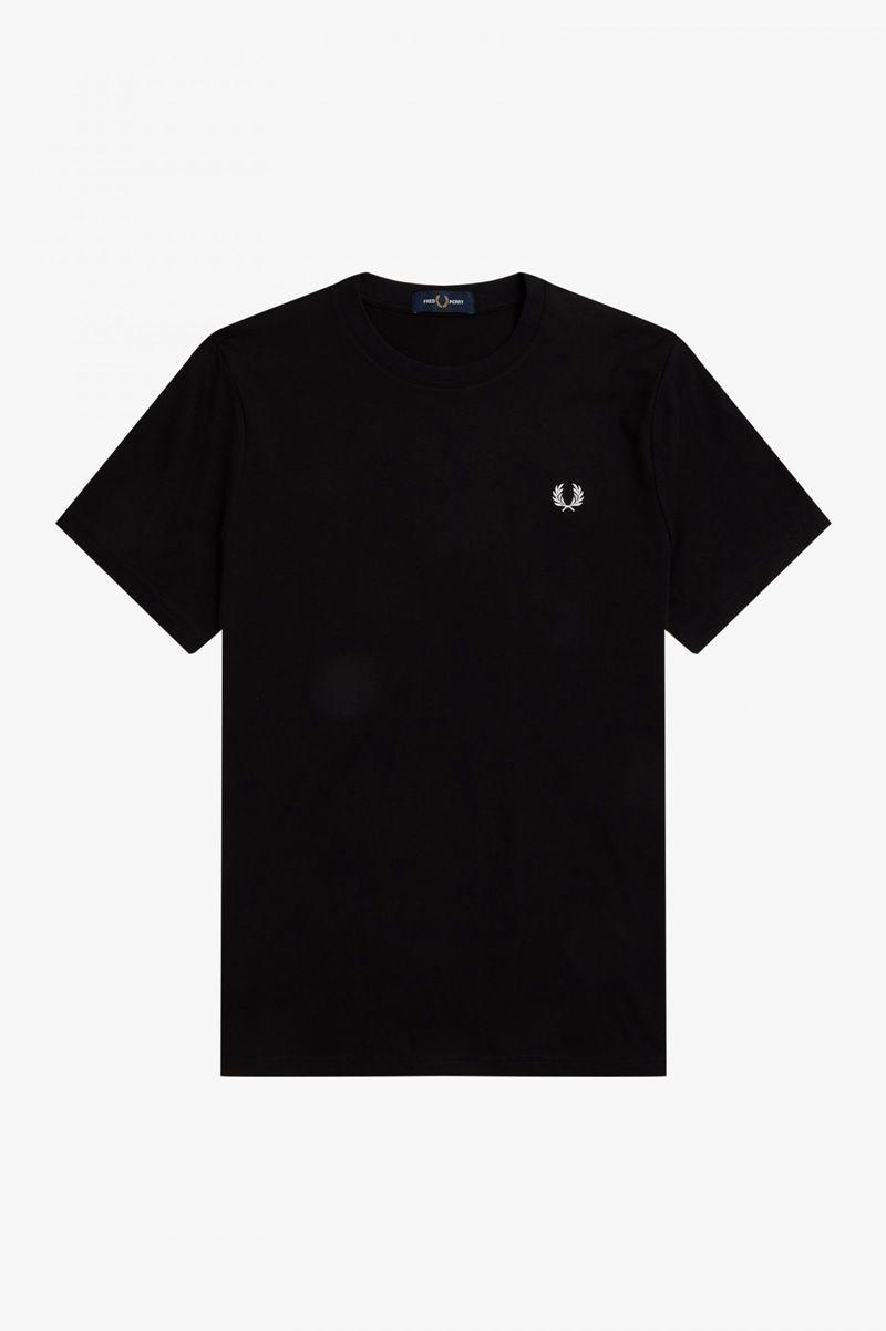 Fred Perry Graphic Print Men T Shirts Black | 9250DRKLA