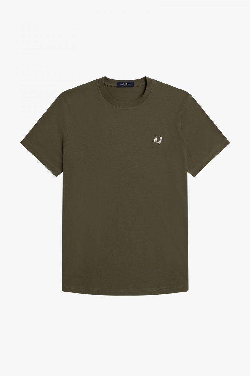 Fred Perry Graphic Print Men T Shirts Green | 3076KEWAZ