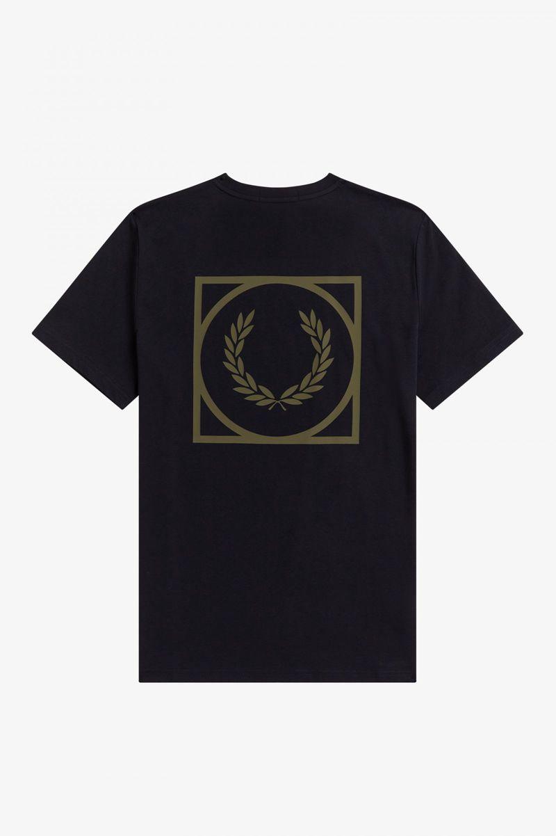 Fred Perry Graphic Print Men T Shirts Navy | 0387LHRZT