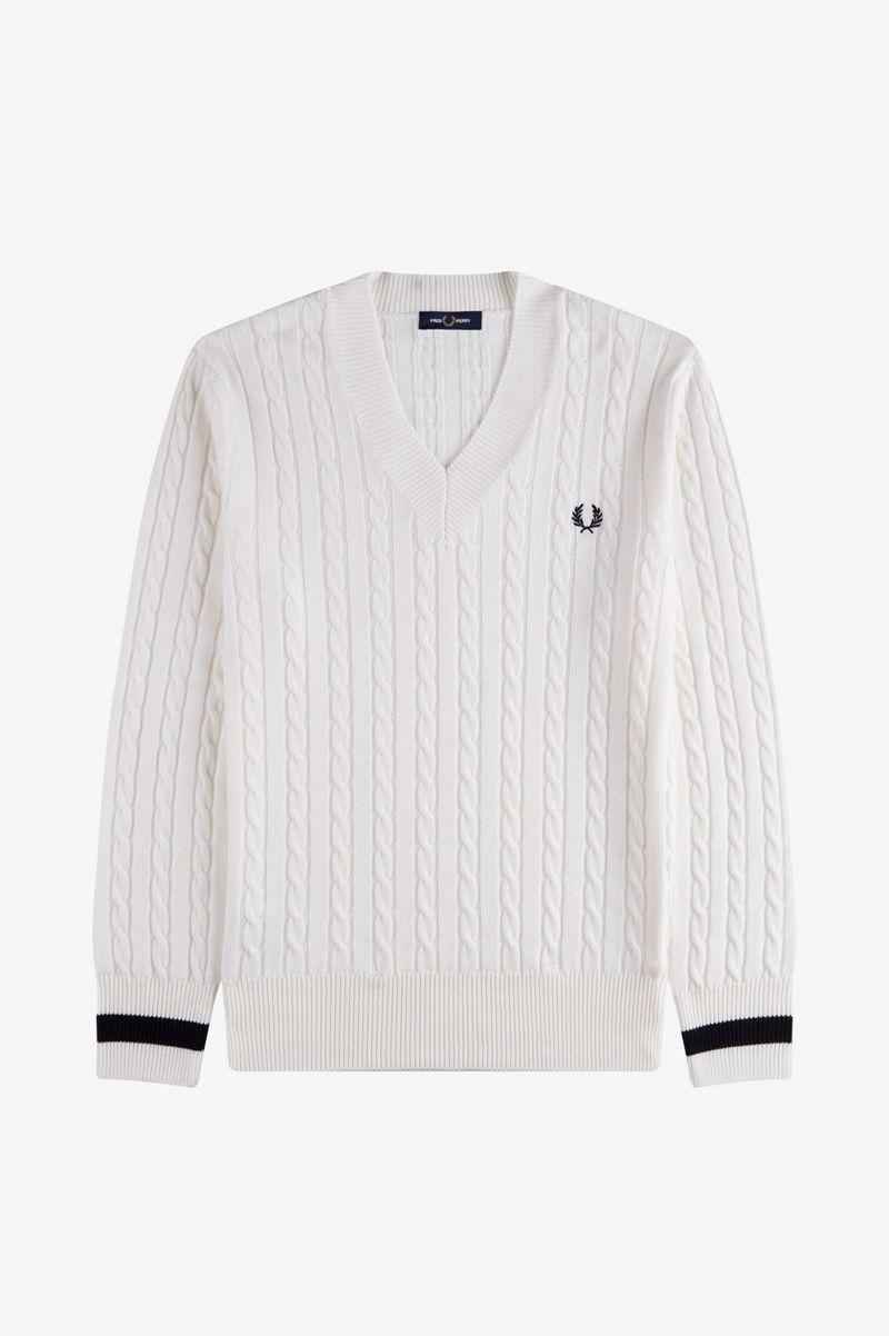 Fred Perry K3801 Men Knitwear White | 3592RZFMX