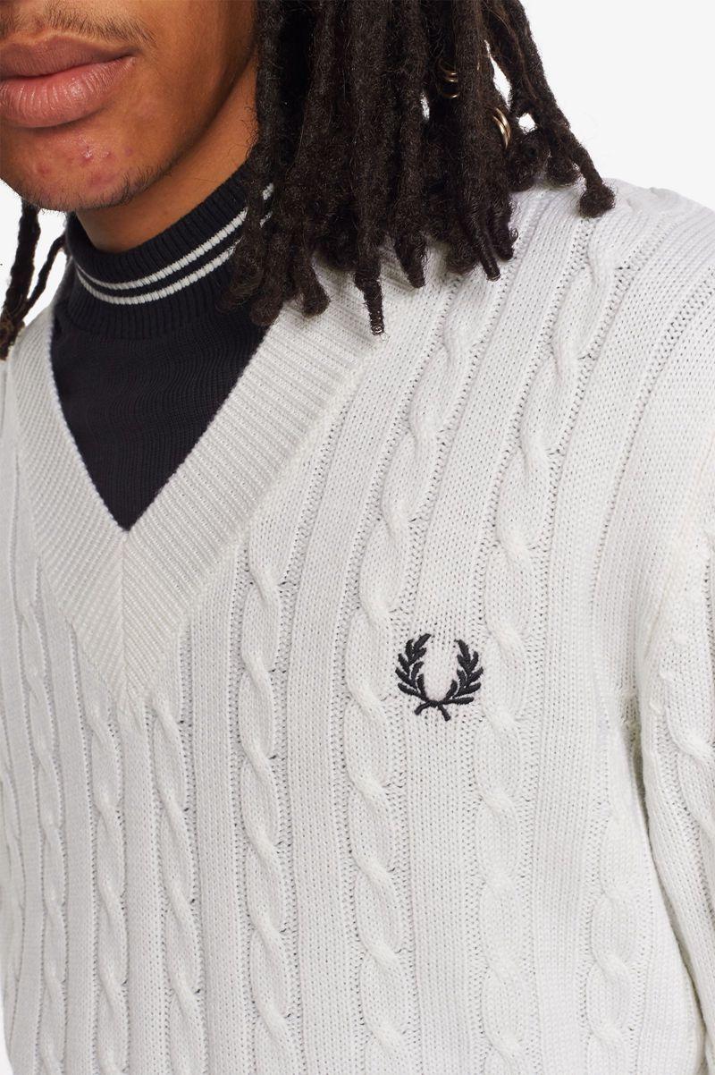 Fred Perry K3801 Men Knitwear White | 3592RZFMX