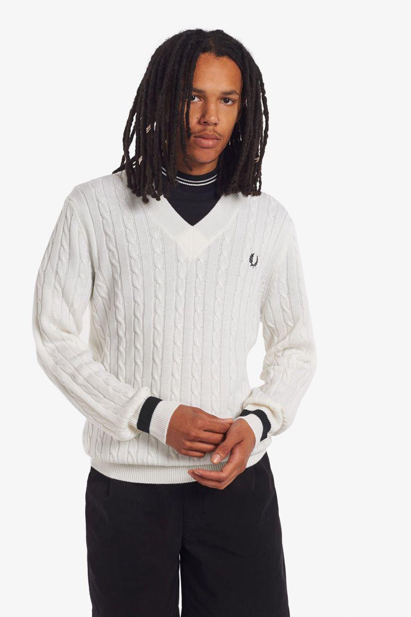 Fred Perry K3801 Men Knitwear White | 3592RZFMX