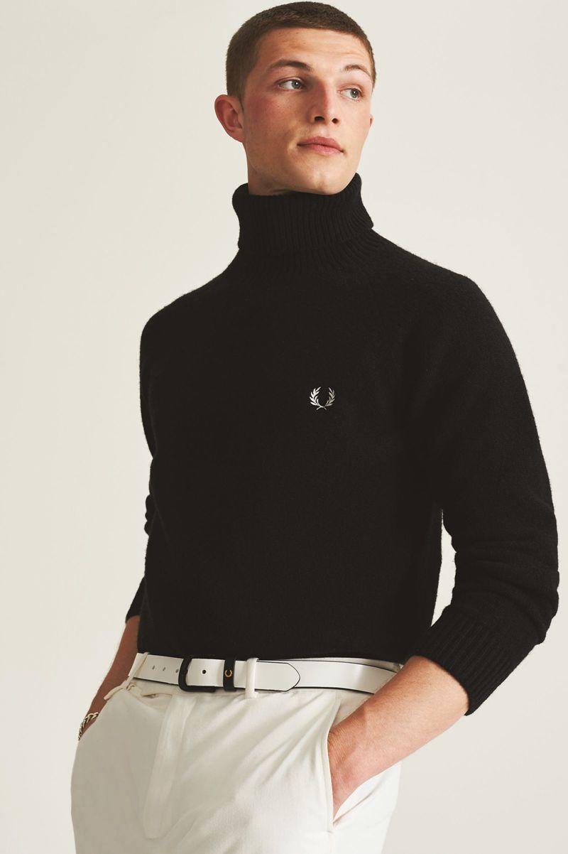 Fred Perry K3832 Men Knitwear Black | 9524WTFLD