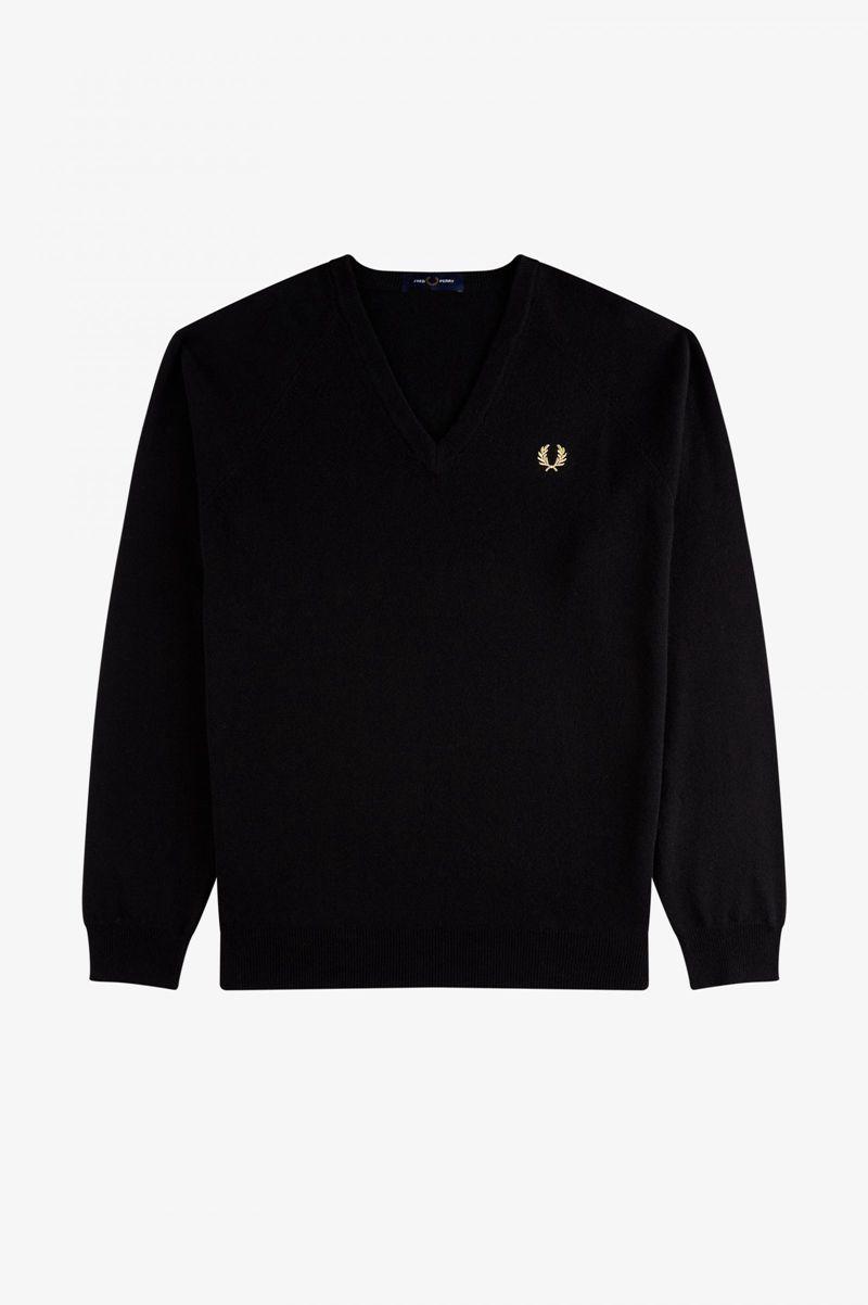 Fred Perry K7315 Men Knitwear Black | 0397ATUIF