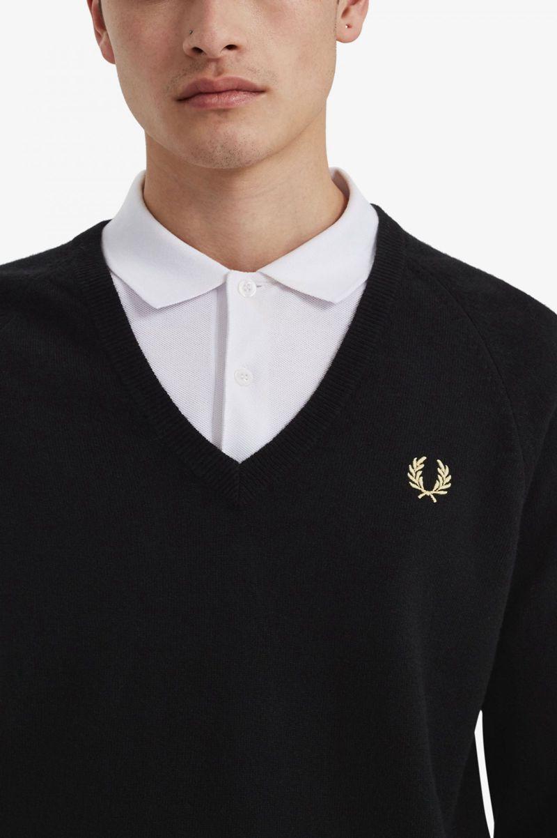 Fred Perry K7315 Men Knitwear Black | 0397ATUIF