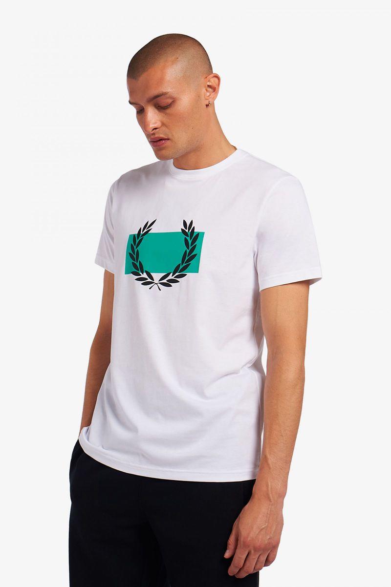 Fred Perry Laurel Wreath Print Men T Shirts White | 4756AXKYE