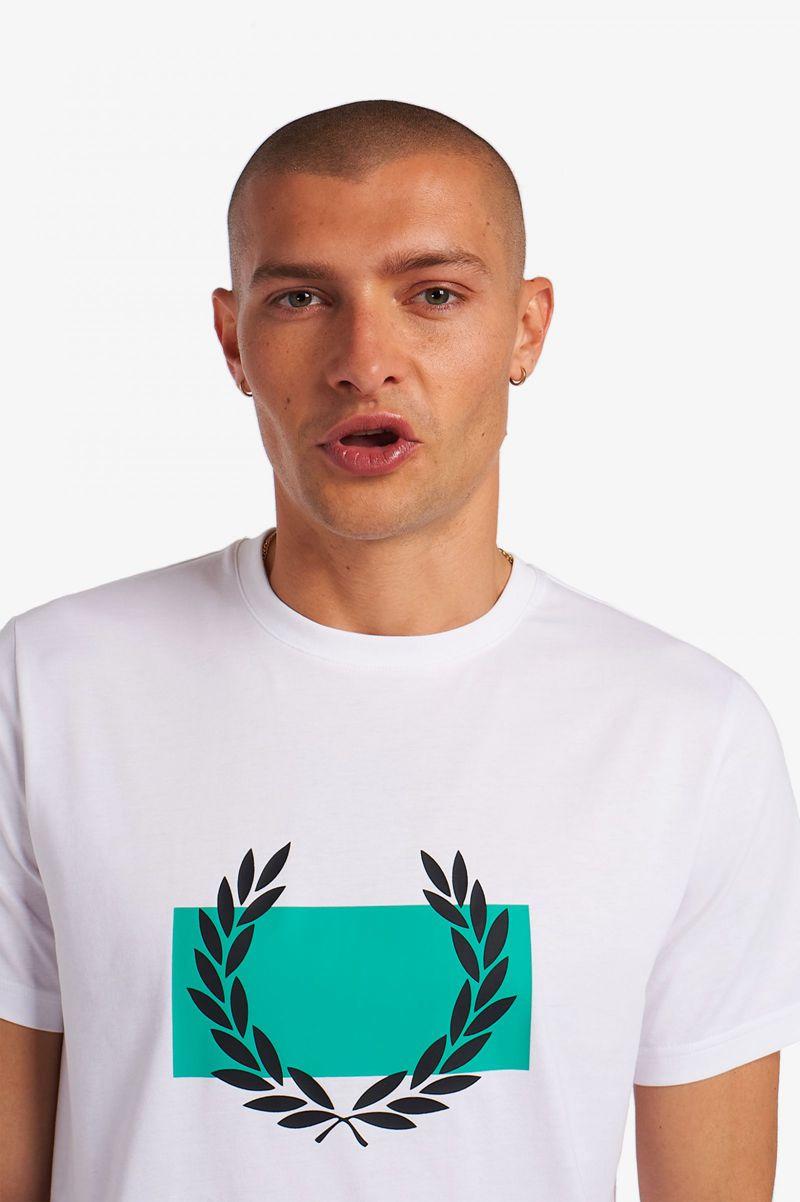 Fred Perry Laurel Wreath Print Men T Shirts White | 4756AXKYE