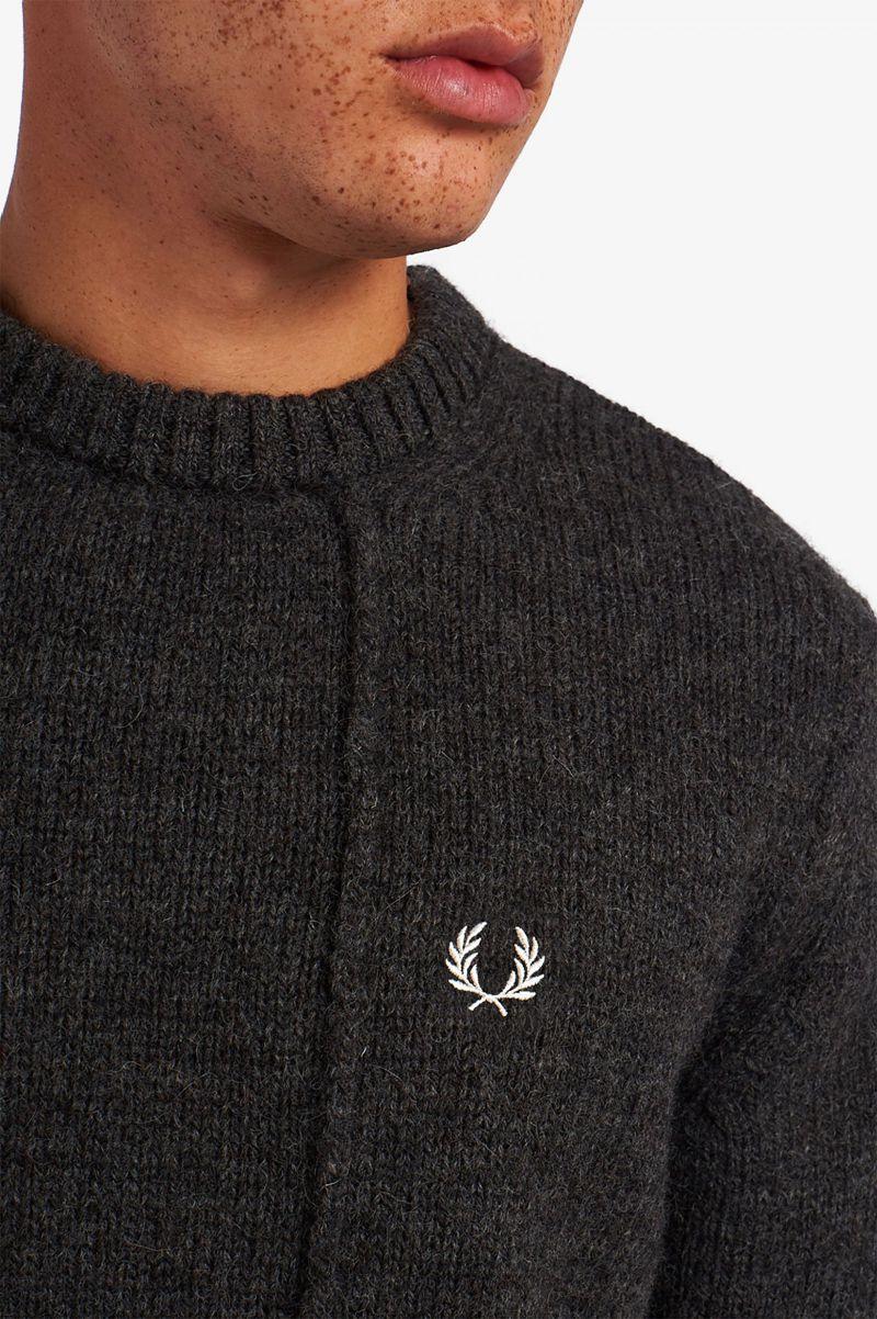 Fred Perry Panelled British Wool Jumper Men Knitwear Black | 0913LGHVC