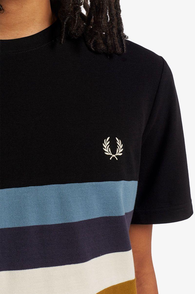 Fred Perry Panelled Stripe Men T Shirts Camel | 5209YWZXN