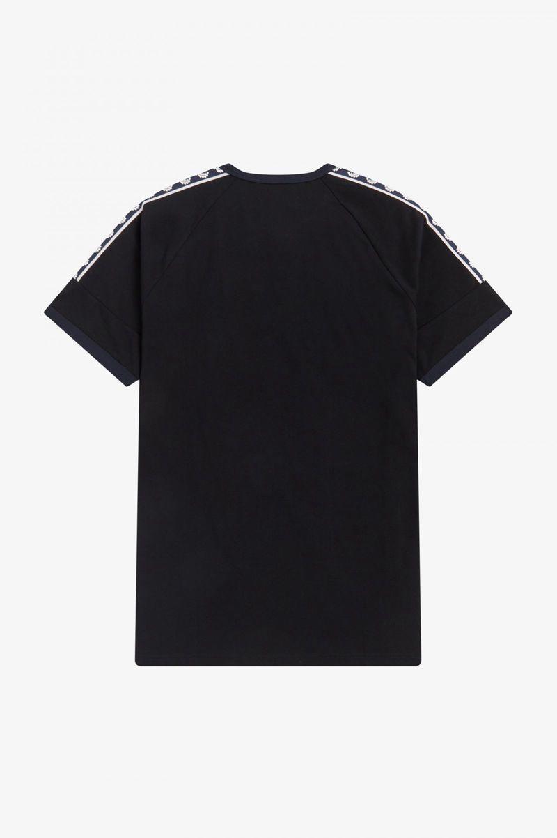 Fred Perry Panelled Taped Men T Shirts Black | 4769RKBZO