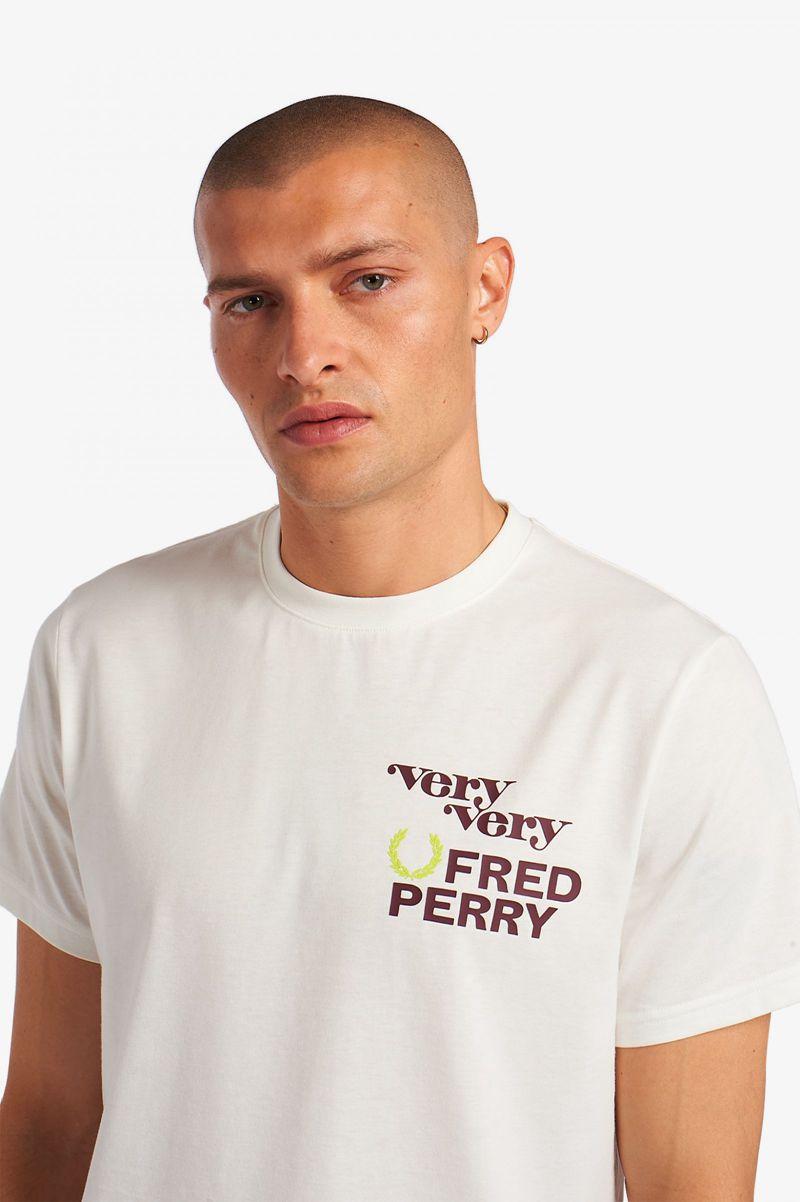 Fred Perry Print Men T Shirts White | 6732XEYPO