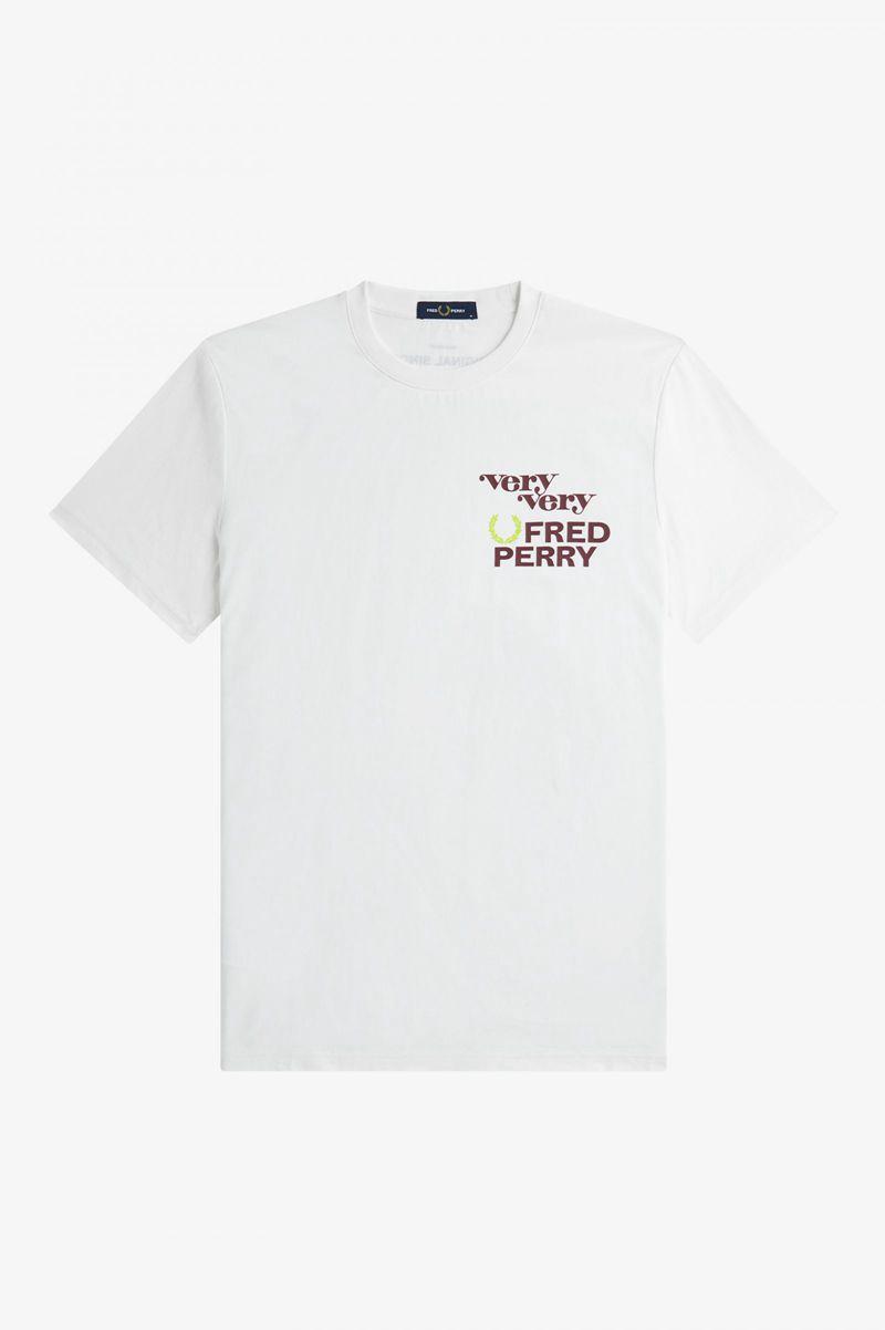 Fred Perry Print Men T Shirts White | 6732XEYPO