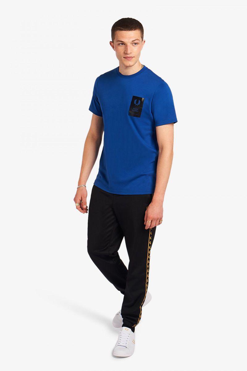 Fred Perry Printed Chest Patch Men T Shirts Royal | 8261VPXIO