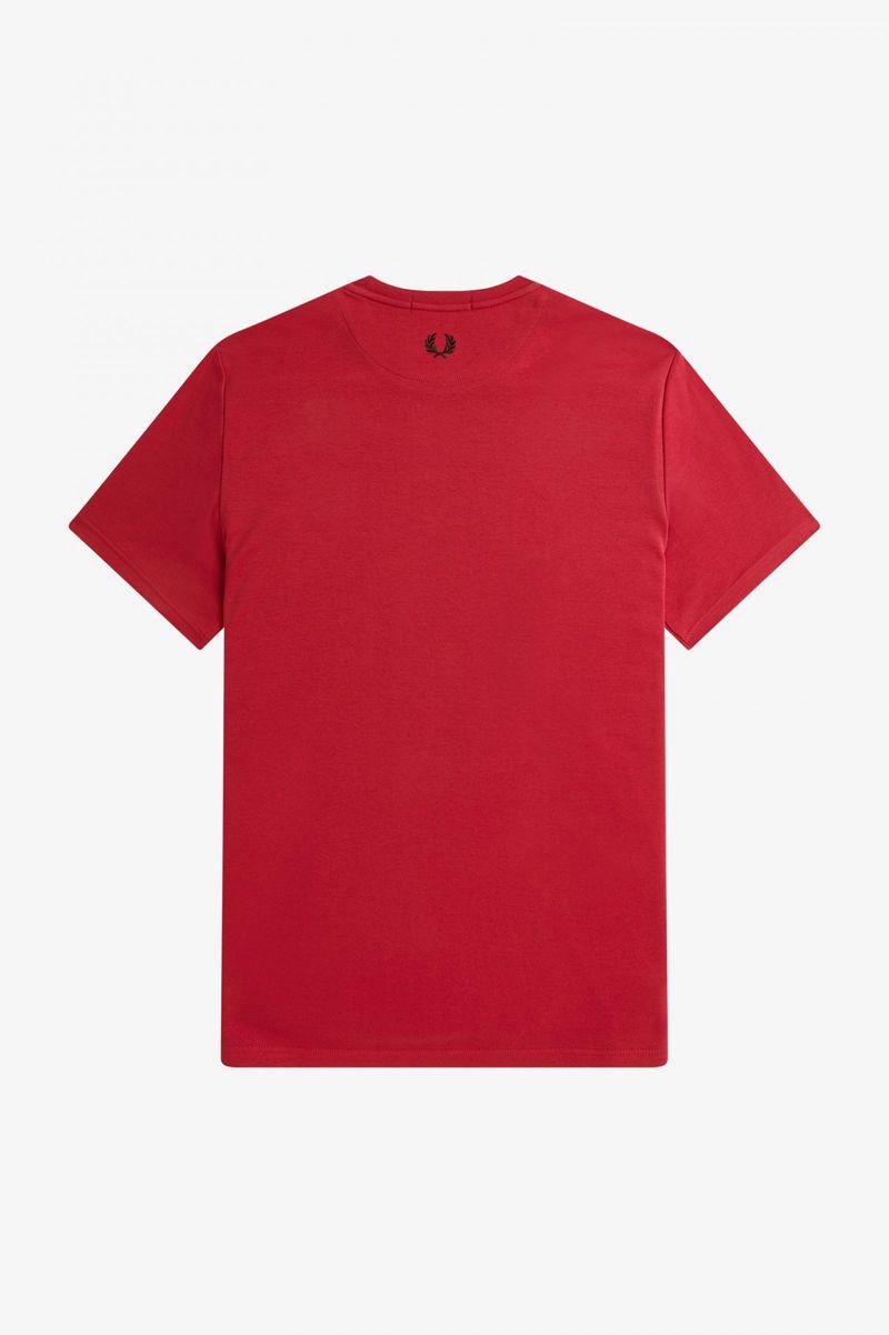 Fred Perry Printed Hem Patch Men T Shirts Red | 9623MSYBH