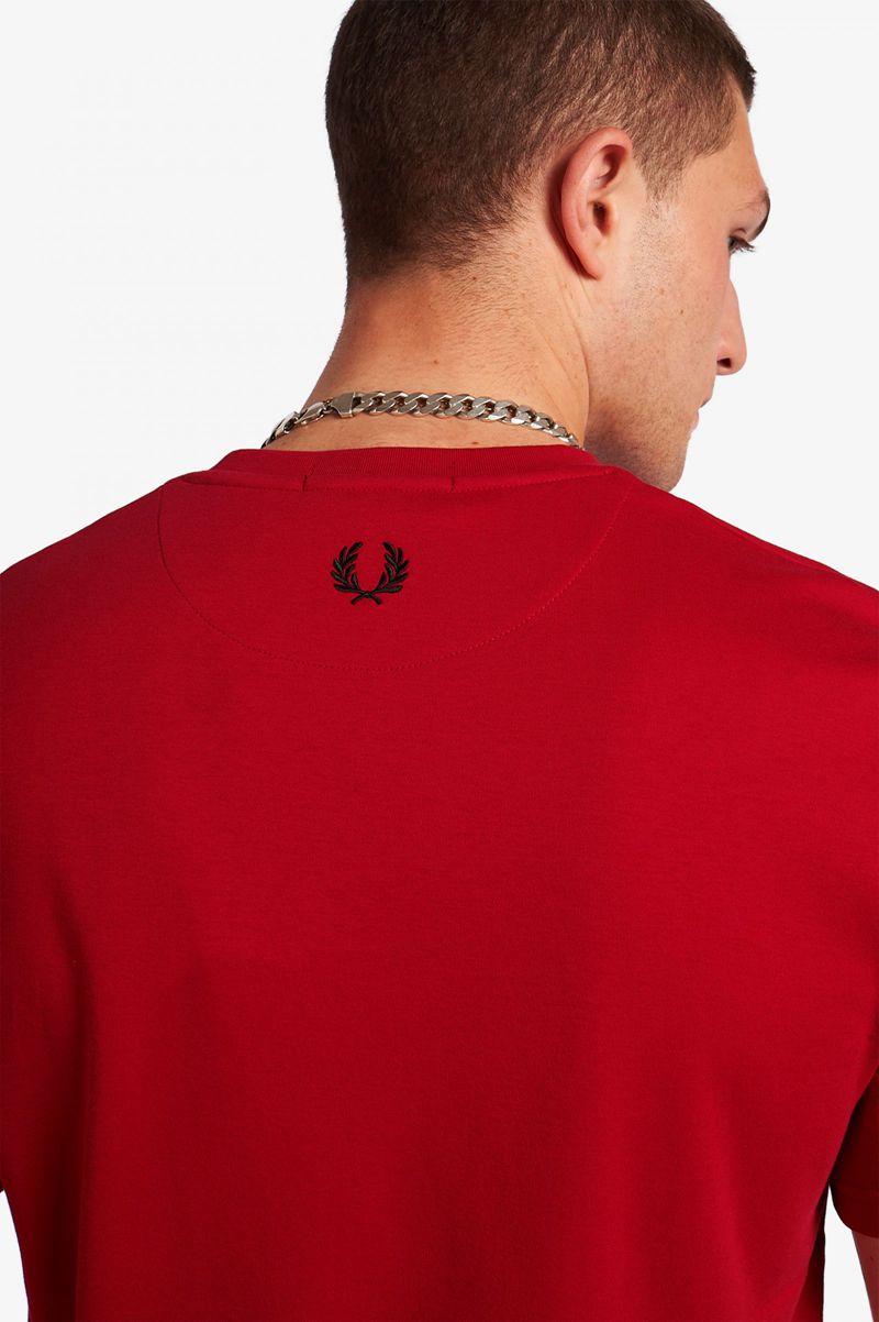 Fred Perry Printed Hem Patch Men T Shirts Red | 9623MSYBH