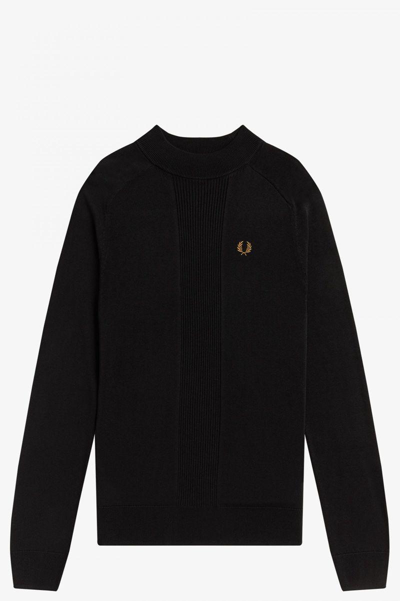 Fred Perry Rib Detail Jumper Women Knitwear Black | 1376VWFED