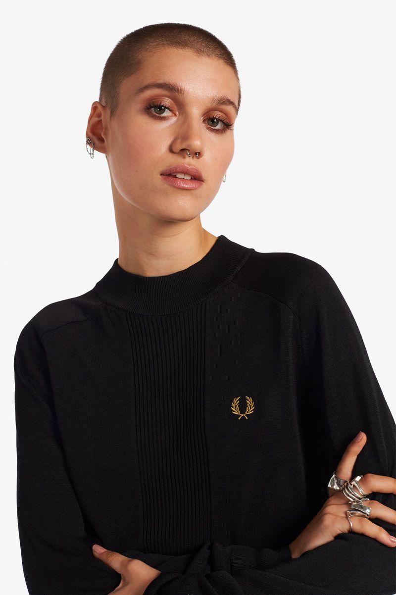 Fred Perry Rib Detail Jumper Women Knitwear Black | 1376VWFED