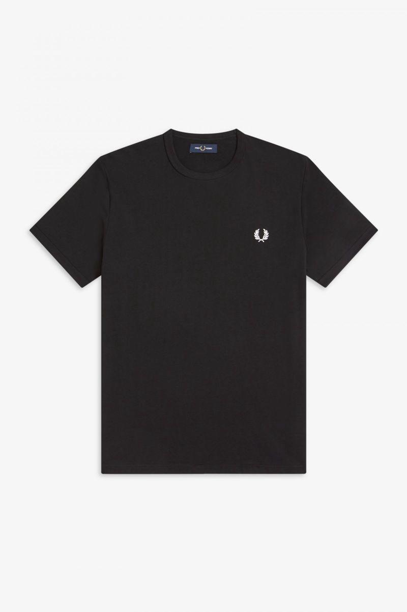 Fred Perry Ringer Men T Shirts Black | 5896NFPEL