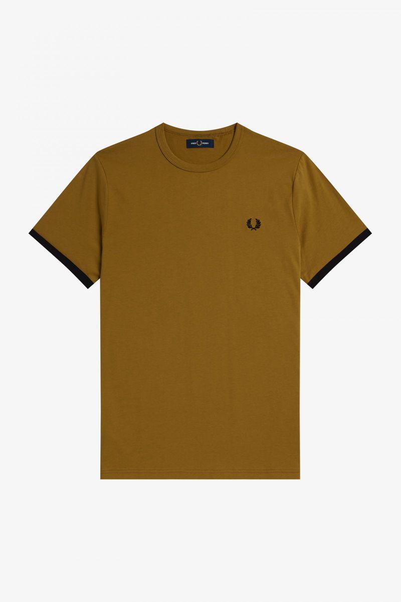 Fred Perry Ringer Men T Shirts Camel | 8593MGIDP