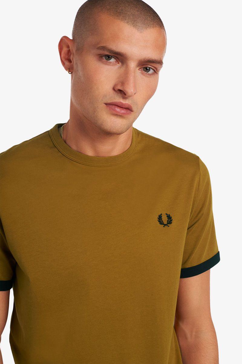 Fred Perry Ringer Men T Shirts Camel | 8593MGIDP