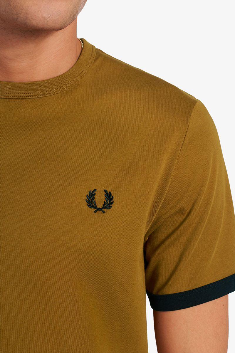 Fred Perry Ringer Men T Shirts Camel | 8593MGIDP