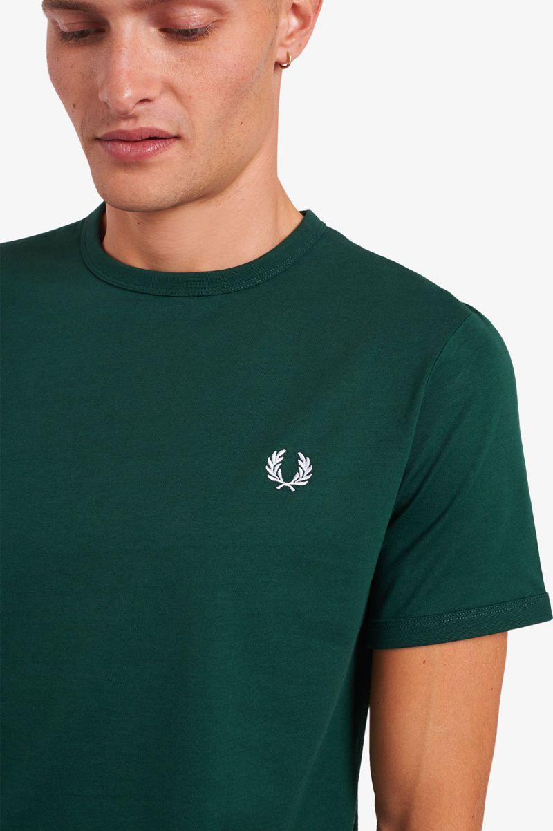 Fred Perry Ringer Men T Shirts Dark Green | 1073NSKZE