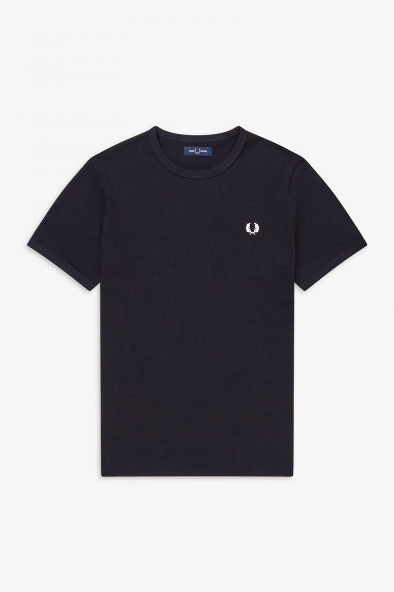 Fred Perry Ringer Men T Shirts Navy | 5140ASUTB