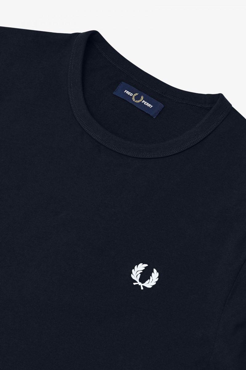 Fred Perry Ringer Men T Shirts Navy | 5140ASUTB