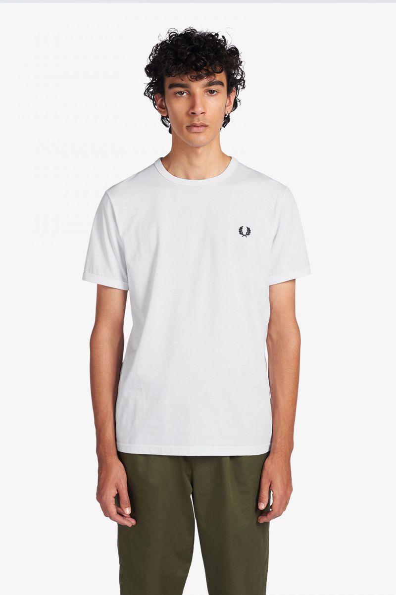 Fred Perry Ringer Men T Shirts White | 2673QDBYX