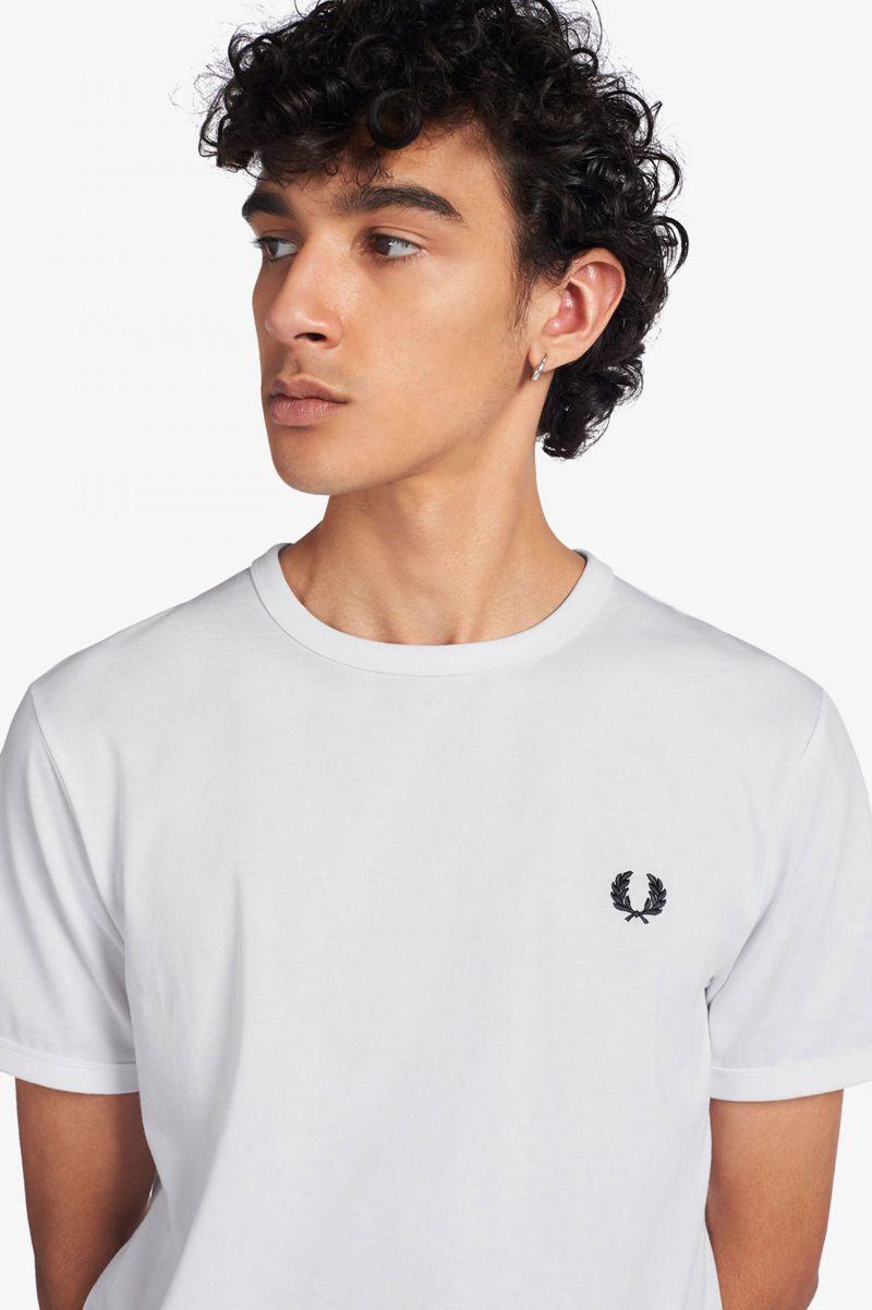 Fred Perry Ringer Men T Shirts White | 2673QDBYX