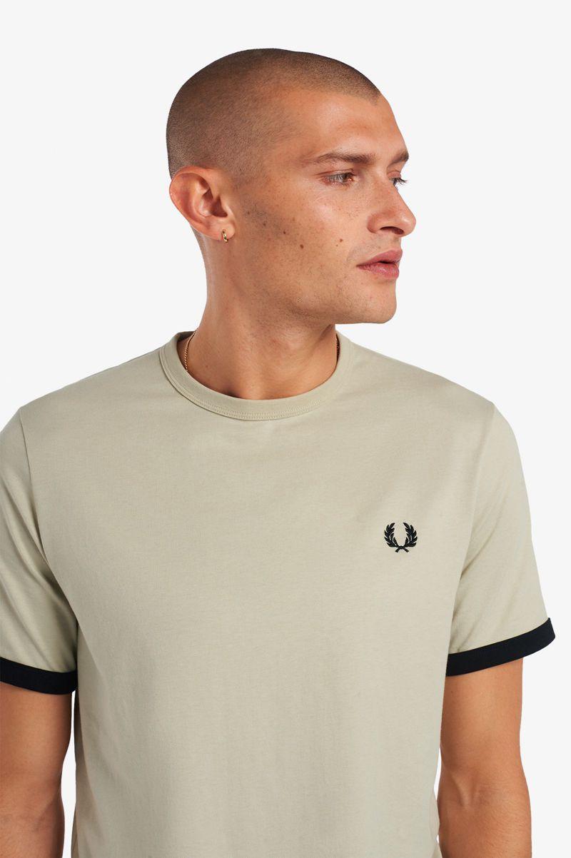 Fred Perry Ringer Men T Shirts White | 2754CAOJK