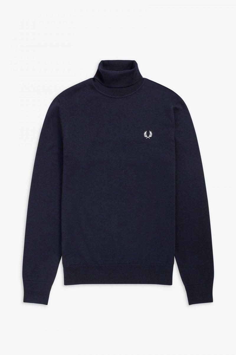 Fred Perry Roll Neck Jumper Men Knitwear Navy | 7029IBDXN