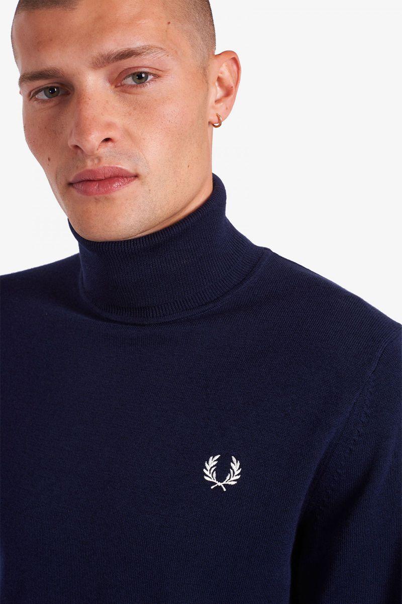 Fred Perry Roll Neck Jumper Men Knitwear Navy | 7029IBDXN