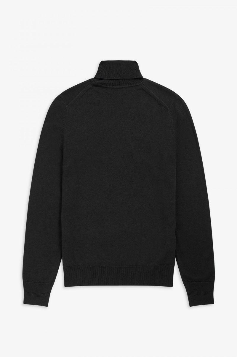 Fred Perry Roll Neck Jumper Men Knitwear Black | 6179BACOM