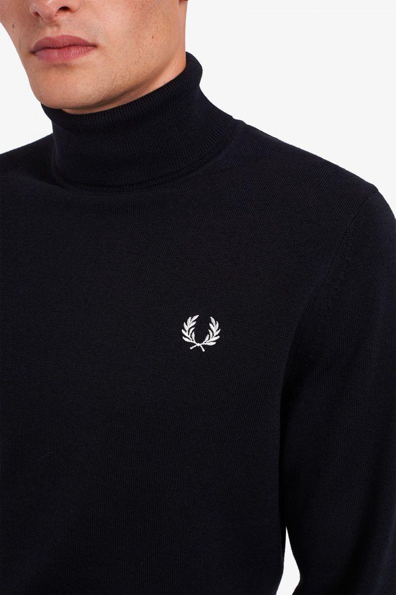 Fred Perry Roll Neck Jumper Men Knitwear Black | 6179BACOM