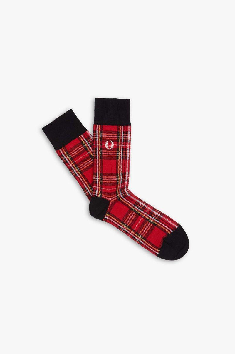 Fred Perry Royal Stewart Tartan Men Socks Red | 8096IOMQJ