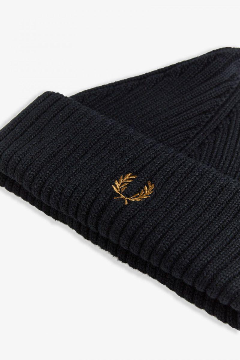 Fred Perry Short Ribbed Men Beanie Black | 5034NXZKA