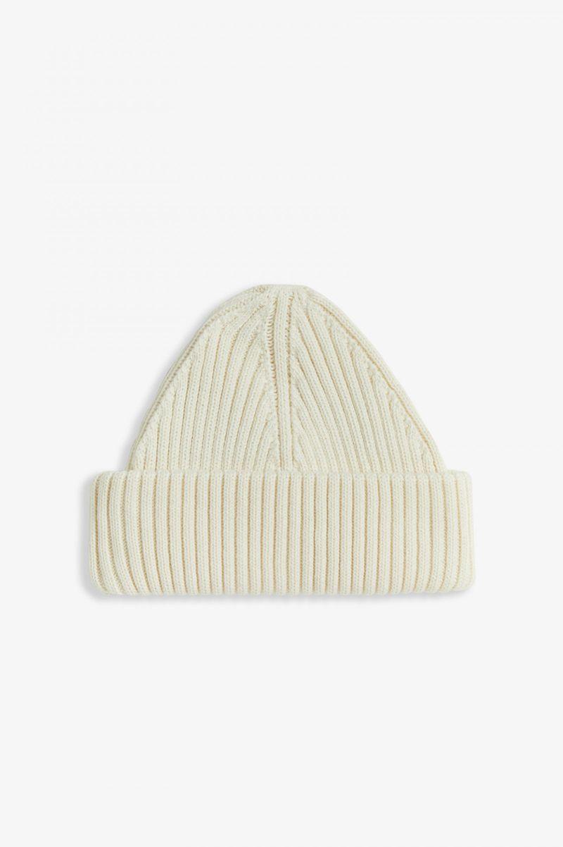 Fred Perry Short Ribbed Men Beanie White | 3751ENDUA