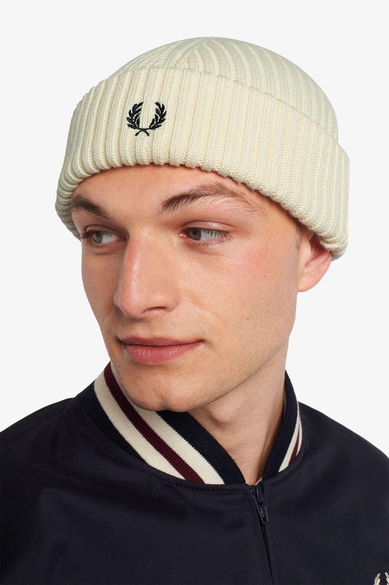 Fred Perry Short Ribbed Men Beanie White | 3751ENDUA