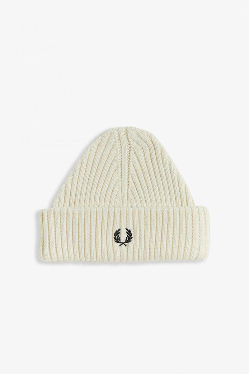 Fred Perry Short Ribbed Men Beanie White | 3751ENDUA