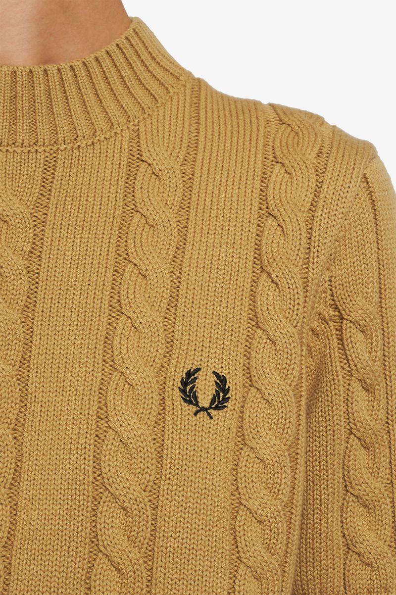 Fred Perry Short Sleeve Cable Knit Jumper Women Knitwear Grey | 5382OPKWN